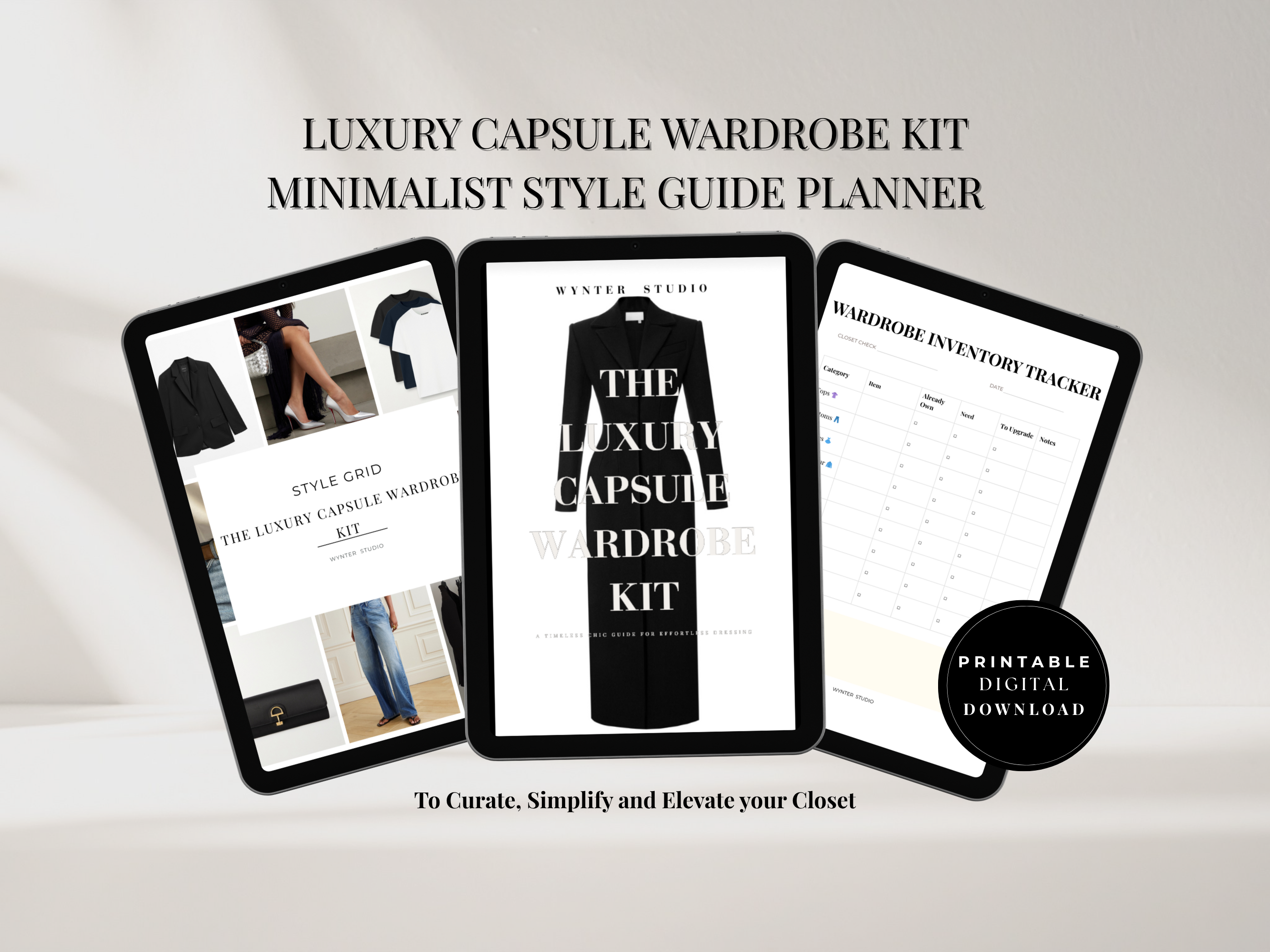 The Luxury Capsule Wardrobe Kit (Digital Download) - Minimalist Closet Planner and Styling Guide To Curate Your Signature Look